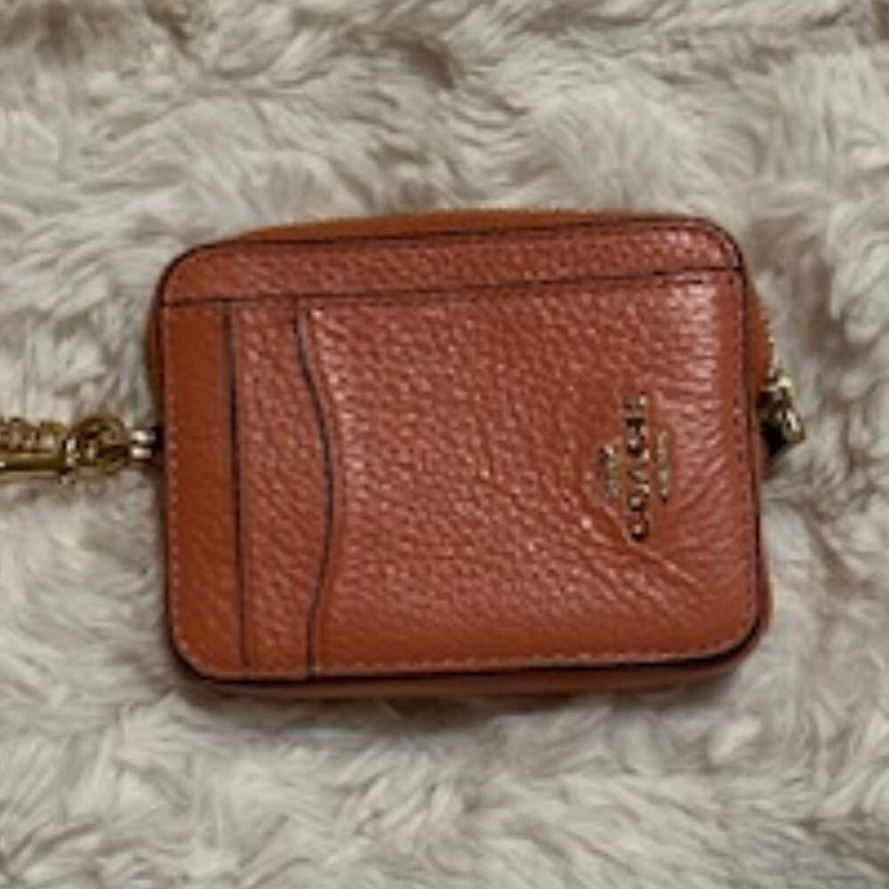 Coach Zip Card Wallet with Gold Chain- NWOT